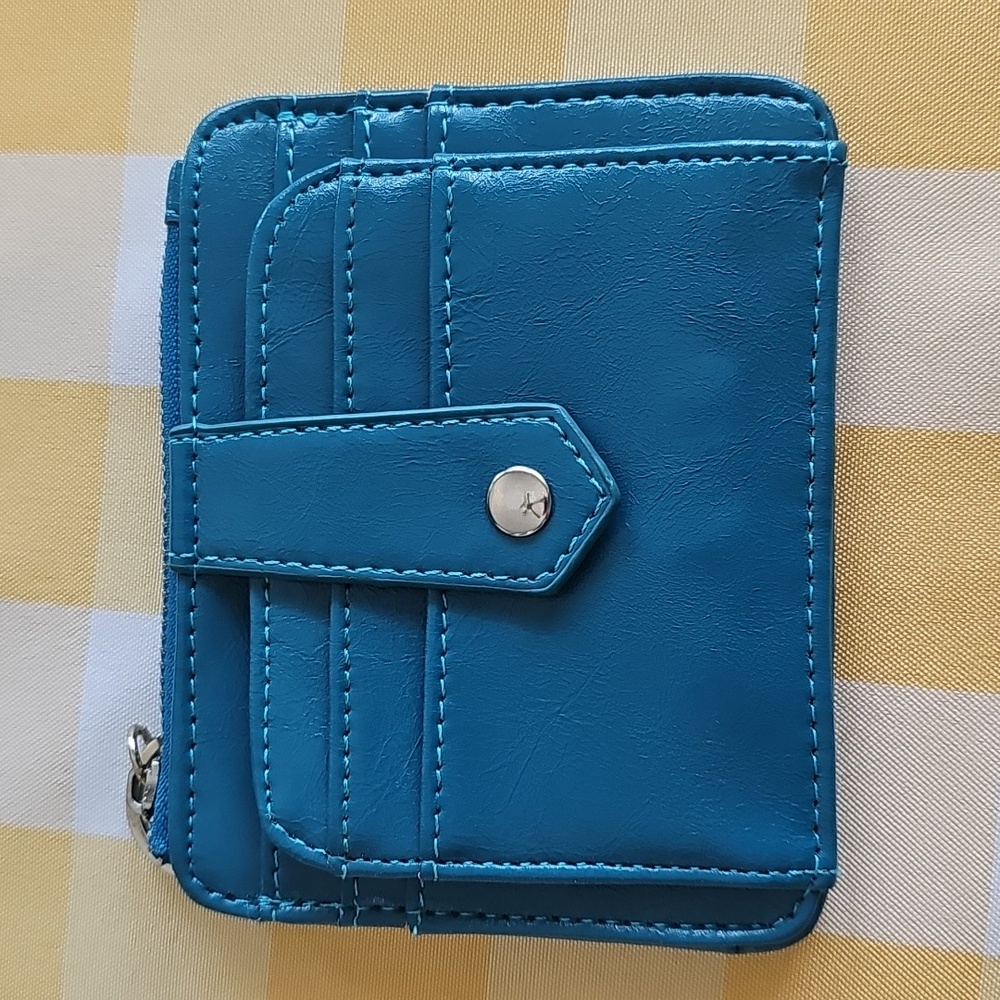 3 for $20 💙 Teal Blue Zip Card Holder Wallet | ID Window & Key Ring